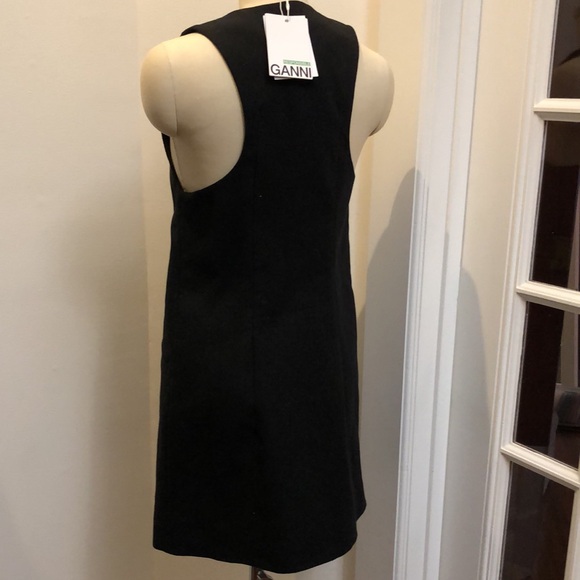 GANNI Mini Dress / Sleeveless Vest Black Cotton Sz 34 US Sz 2 New w Tags! Lined - Picture 7 of 9